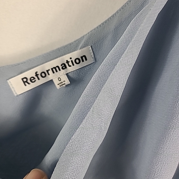 Reformation Evelyn One Shoulder Maxi Dress Light Blue Size 0 - Picture 3 of 9